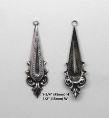 #0505 ANTIQUED .925 STERLING SILVER PLATED TEARDROP ER W/HANG RING- 4 Pcs
