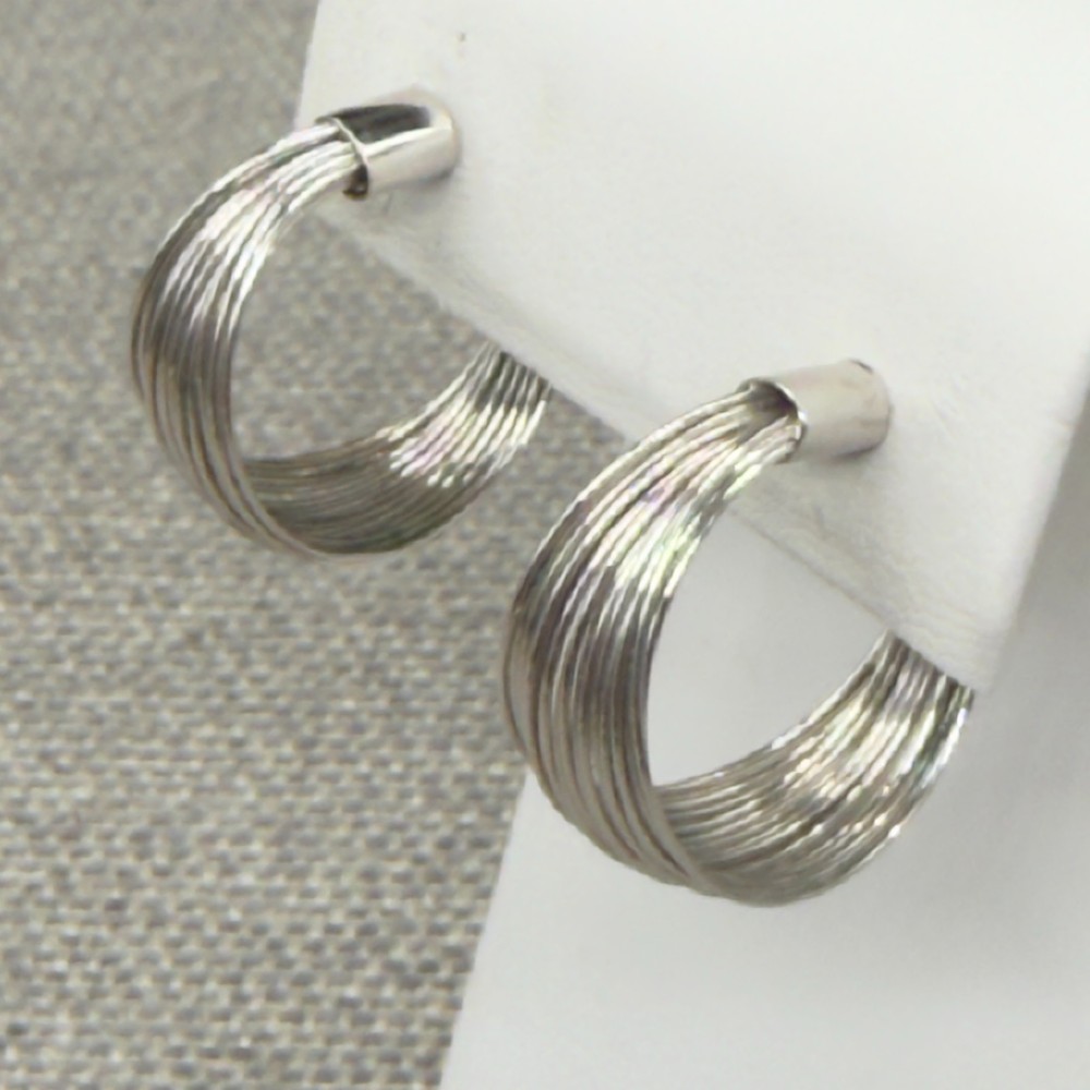 Vintage Vendome Earrings Silver Tone Wire Hoops Clip Ons Signed