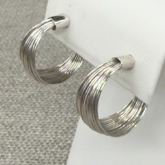 Vintage Vendome Earrings Silver Tone Wire Hoops Clip Ons Signed