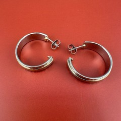 Vintage Hoop Earrings Lot Silver Gold Tone Thick Mixed Sizes Pierced 1990s