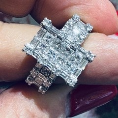 VINTAGE 18K WHITE GOLD 3 CT NATURAL DIAMOND RING!