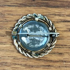 Antique Victorian Photo Brooch Date Inscribed Young Girl Mourning C-Clasp Pin