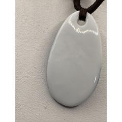 Blue White Porcelain Pendant 20″ Cord Adjustable Necklace Hand Painted