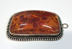 Baltic Amber Resin Pendant Gemstone Silver Plated Metal 2″ Handcrafted Large