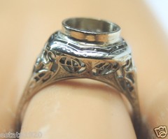 Antique Belais Art Deco Setting 14K White Gold Mounting Mount Hold-7.2-7.3MM