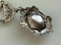 Antique 1920s White Co. Lavaliere Pendant Necklace Clear Crystal Silver/Gold ton