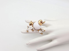 VINTAGE TRIFARI ALFRED PHILIPPE WHITE BEADED FRENCH POODLE DOG PIN/BROOCH AS IS!