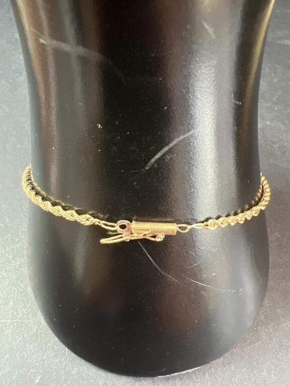 Vintage Silk Rope Chain Bracelet-14k Gold 7.5″
