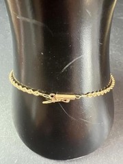 Vintage Silk Rope Chain Bracelet-14k Gold 7.5″