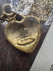 Vintage Lot Of 8 New Old Stock Red Enamel Heart Diamond Dust Necklace Gold Tone