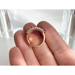 Faux Amethyst Clear Stone Rose Gold Toned Costume Jewelry Vintage Ring – sz 5.5