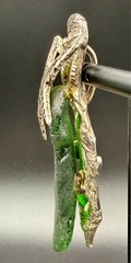 Vintage Studio Sterling Silver Green Sea Glass Starfish Pendant Necklace 58 gm