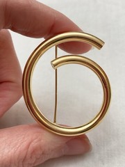Estate Vintage 1 5/8″ PBD 14K Polished Yellow Gold Circle Spiral Pin/Brooch 4.5g