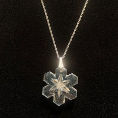 Vintage Gorham Sterling Silver Crystal Snowflake Necklace Pendant 18″ Chain 925