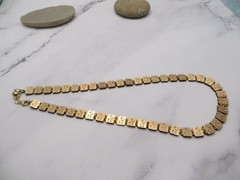 Antique 12k Yellow Gold Silver Book Sandwich Reversible Chain 18″ Necklace #110