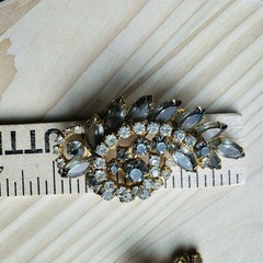 VTG Statement Brooch Earrings Match Set Navette Spiral Juliana Weiss MCM Gold