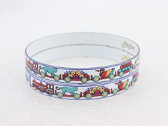 8.25″ Vintage Set of 2 Marlene Austria Enamel Bangle Bracelets Modernist