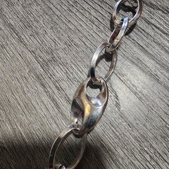 Liz Claiborne Silver Tone Choker Necklace Long Chain 41″ Hammered Links Signed