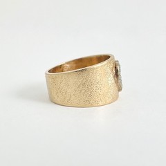 Vintage 1950’s Wide Pave Diamond Heart Ring 14K Yellow Gold, 7.64 Grams