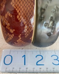 Lot of 2 Vintage Lucite Bangle Bracelets Burgundy Red Snakeskin Gray Pearl 8″