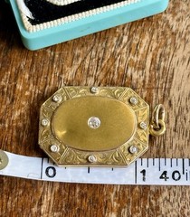 Antique Vintage Victorian 14k 15k Gold Locket Diamonds Monogrammed *As Is* 10 g