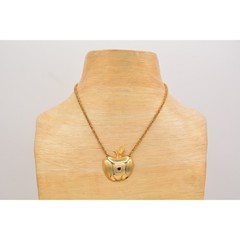 Medici Vintage Apple Pendant Necklace Gold Tone Signed Bin6A