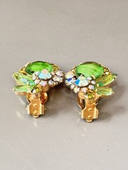 Vintage Verified JULIANA D&E BOOK SET Green Striped Crest Brooch & Earring Set
