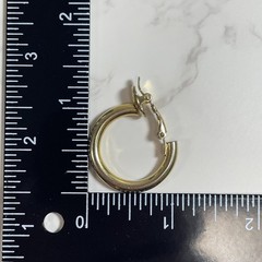 Vintage Trifari Earrings Gold Tone Thick Tubing Hoop Signed Pierced Hinged 1″