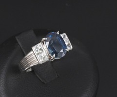 Fine 2.84ct Royal Blue Sapphire & 0.76ct Diamond Platinum Ring, Size 5.5