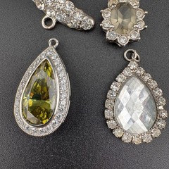 Lot of 8 Silver-Tone Rhinestone Jewelry Pendants – Vintage Designer Quality