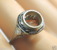 Antique Belais Art Deco Setting 14K White Gold Mounting Mount Hold-7.2-7.3MM