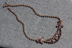 Mid Century Purple Rhinestone Gold Tone Choker Unsigned Prong Set 15″