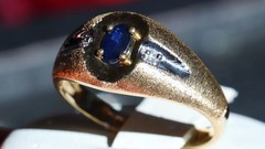 10k yellow gold 0.30ctw natural diamond ring sapphire sz 10 heated 2.63g Romance