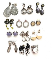 LOT 12 earrings post pierced some vintage dangle stones rhinestones