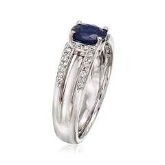 Vintage 1.03 Carat Sapphire Ring with .15 ct. t.w. Diamonds in Platinum. Size 6