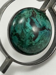 Vintage Israel Modernist Sterling Silver Eilat Stone Pendant 930 signed azurit