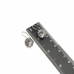 Vintage Sterling Silver Fancy Bezel 14mm CZ Dangle Earrings Marked 925 9g #68