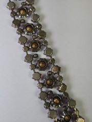 Vintage Attributed To Schreiner Pink Ruby Red Clear Crystal Triple Row Bracelet