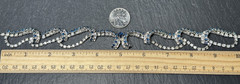 VINTAGE 16.5″ BLUE & CLEAR RHINESTONE NECKLACE + SCREW BACK EARRINGS N747
