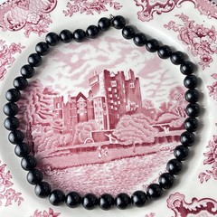 Vintage Black Lucite Beaded Necklace – 18” – Made In Japan – Circa 1950s-1960s
