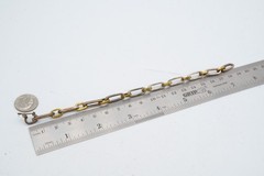 Vintage Taxco Mexico Sterling Silver 925 & Brass Oval Link Bracelet 7.75″