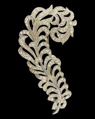 Kenneth Jay Lane KJL Encrusted Crystal Silver Tone Feather Brooch 3.25″