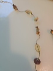 LC Liz Claiborne Or Lauren Conrad Goldtone Acrylic Bead Polished Stone Necklace