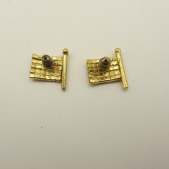 Vintage Flag Brooch Earrings Married Set USA Rhinestones Post