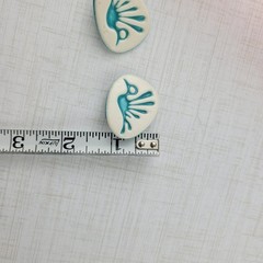 Vintage MCM Blue Cream Ceramic Bird Thunderbird Earrings Clip On