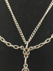 1960 CELEBRITY antiqued silver-tone 2 chains floral filigree pendant necklace