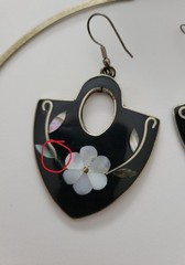 Vintage Mexico Alpaca Silver Inlay Cuff Necklace & Earrings Set Southwest