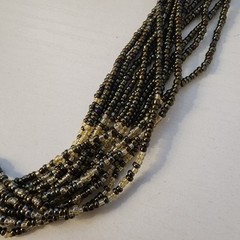 Black White Beaded Layered Vintage Necklace Estate Costume Jewelry Small Beads
