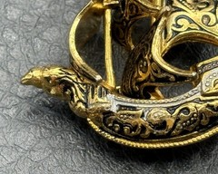 Vintage Spanish Damascene Galleon Ship Brooch Gold Tone Silver Sailing Vessel