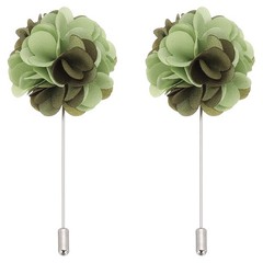 2 Pcs Flower Boutonnieres Pin Lapel Pin for Men Camellia Dark Green/Light Green
